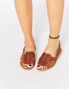 Warehouse Huarache Plaited Sandal - Tan