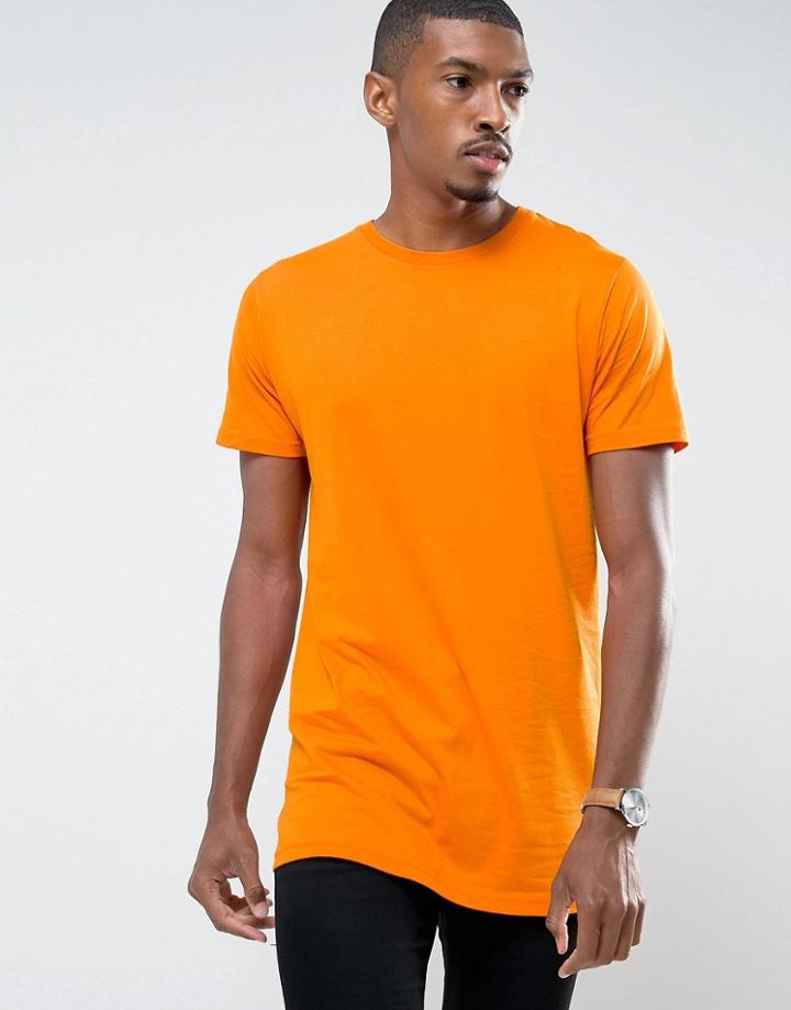 Brave Soul Bright Longline T-shirt - Orange