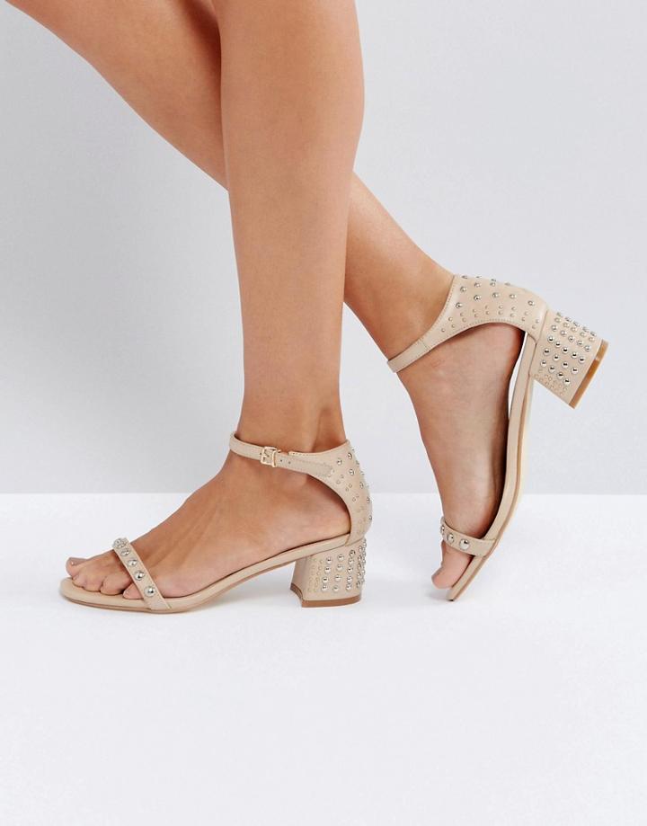 Raid Tiffany Beige Studded Heeled Sandals - Beige