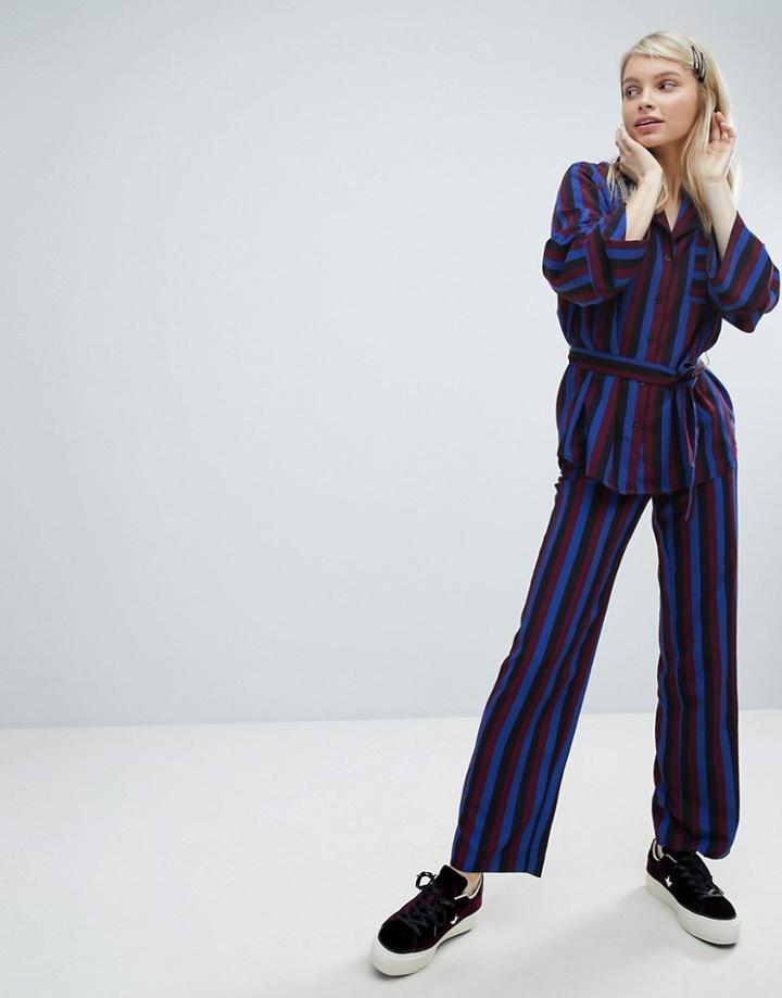 Monki Stripe Wide Leg Pant - Multi