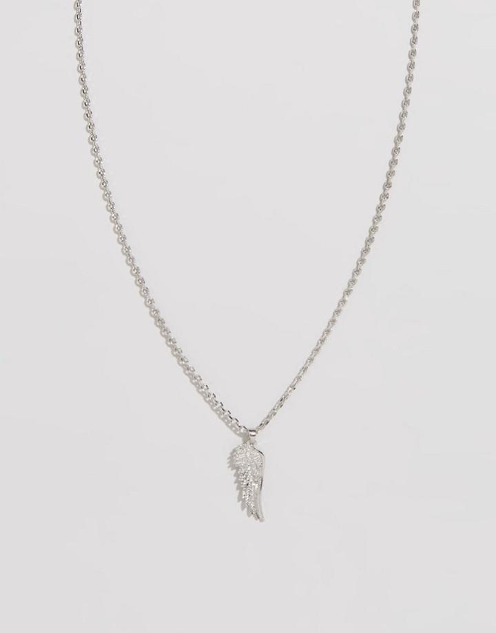 Chained & Able Wing Pendant Necklace In Silver - Silver