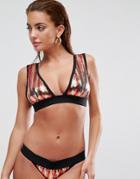 Asos Premium Firework Sequin Encrusted Plunge Bikini Top - Multi