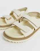 Asos Design Forbidden Chunky Sandals In Natural Canvas - Cream