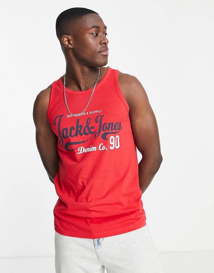Jack & Jones Script Logo Tank In Red
