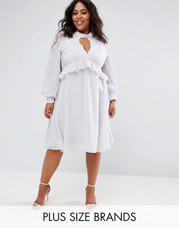 Truly You Chiffon Dress With Embroidered Shoulder Detail - Purple