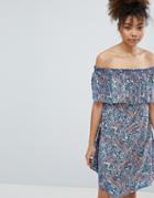 Esprit Paisley Print Off Shoulder Beach Dress - Multi
