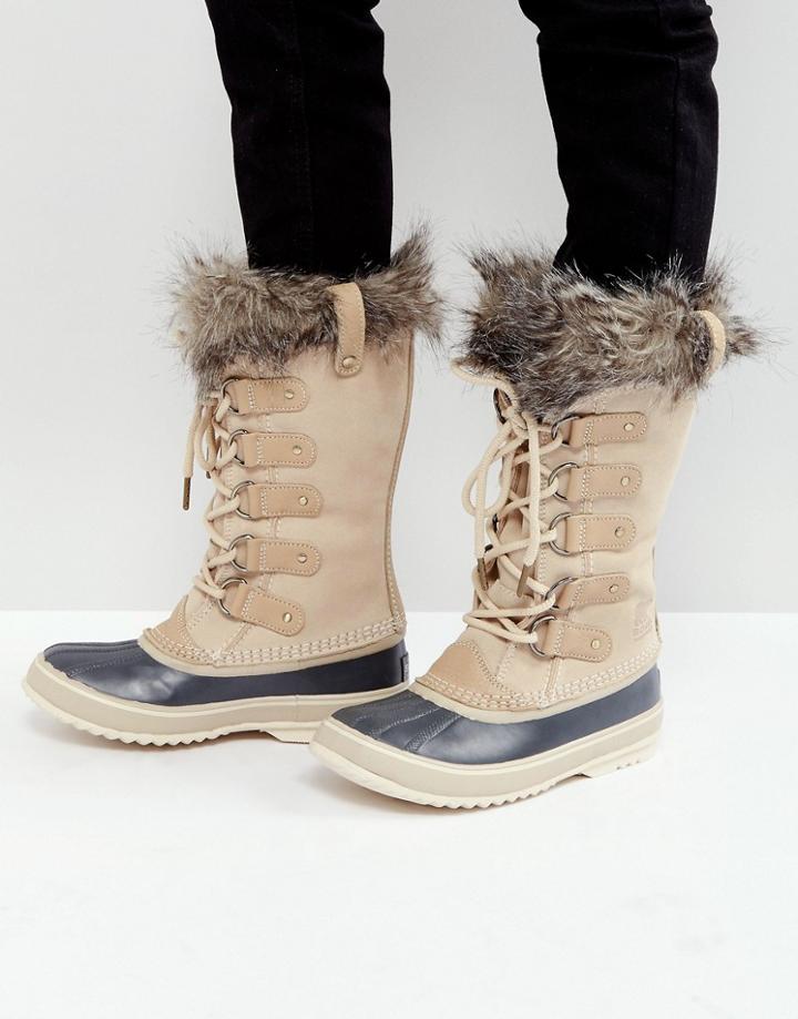 Sorel Joan Of Arctic Waterproof Beige Suede Leather Boots - Beige
