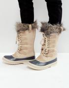Sorel Joan Of Arctic Waterproof Beige Suede Leather Boots - Beige