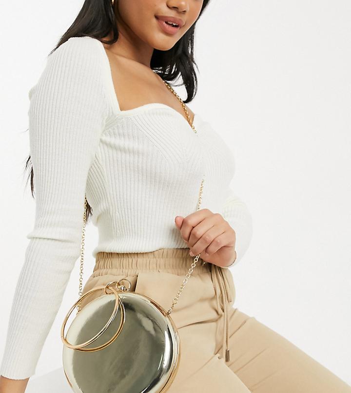 True Decadence Exclusive Structured Mini Bag In Gold Mirror With Ring Handle