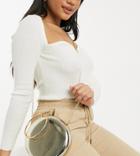 True Decadence Exclusive Structured Mini Bag In Gold Mirror With Ring Handle