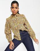 & Other Stories Cotton Frill Detail Blouse In 70s Floral Print - Multi