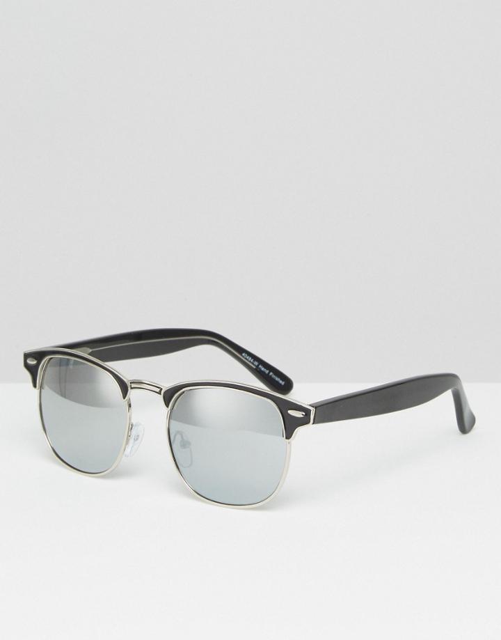 Asos Retro Sunglasses With Mirror Lens - Black