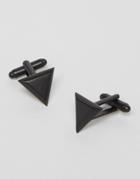 Asos Triangle Cufflinks In Matte Black - Black