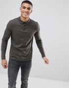 Asos Design Long Sleeve Jersey Polo In Green - Green