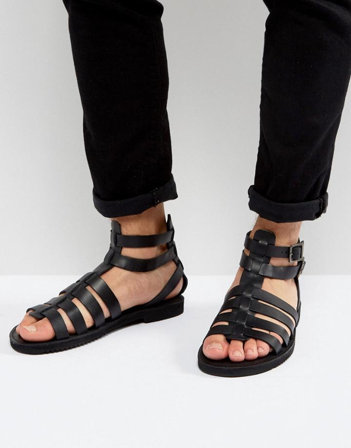 Kg By Kurt Geiger Ankle Strap Sandals In Black Leather - Black