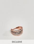 Designb London Rose Gold Feather Ring Exclusive To Asos - Copper