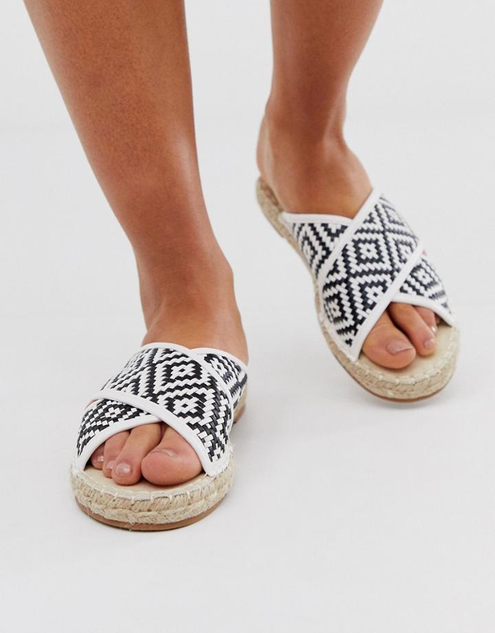 Miss Selfridge Cross Over Espadrille Sandals In Monochrome-multi