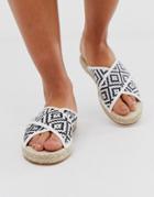 Miss Selfridge Cross Over Espadrille Sandals In Monochrome-multi