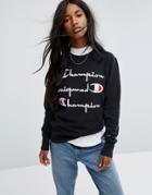 Champion Crew Neck Sweatshirt With Triple Logo - Black