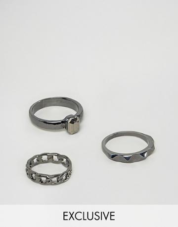 Designb 3 Pack Rings - Black
