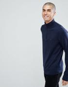 Tommy Hilfiger Half Zip Knit Sweater Plaited Cotton Silk In Navy - Navy