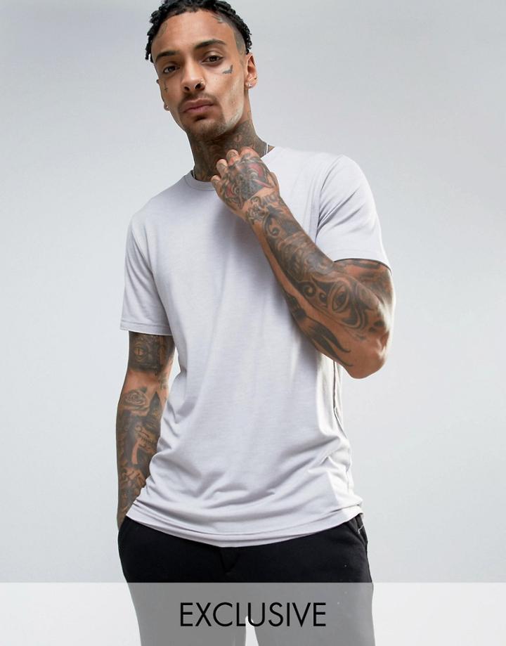 Mennace T-shirt With Raw Hem In Gray Marl - Gray