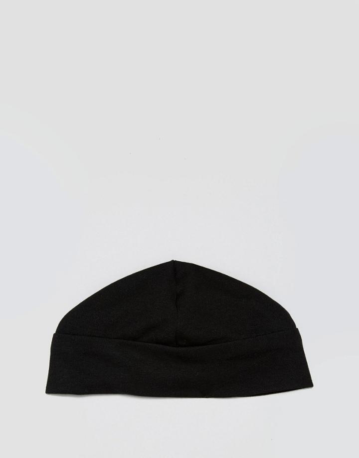 Asos Jersey Beanie In Black - Black