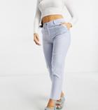 Asos Design Petite Clean Linen Cigarette Suit Pants In Blue-blues