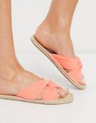 Asos Design Jollie Knotted Mule Espadrilles In Coral-orange