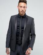 Asos Skinny Suit Jacket In Tonic In Black - Black