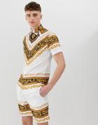 Criminal Damage Two-piece Shirt In White With Baroque Print - White