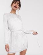 Asos Edition Linear Beaded Mini Dress-white