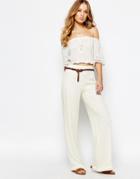 Supertrash Pilena Wide Leg Pants In Lace - Off White