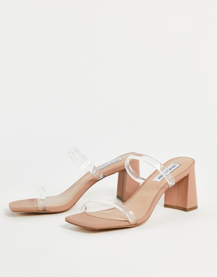 Steve Madden Lilah Heeled Mules In Clear And Beige-neutral