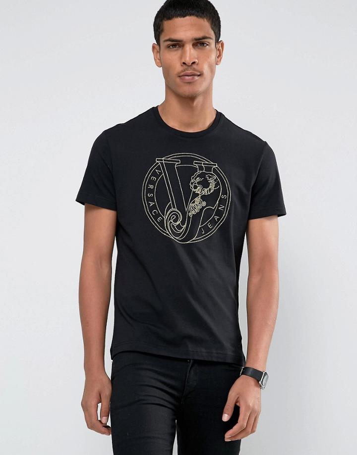 Versace T-shirt With Large Logo - Black
