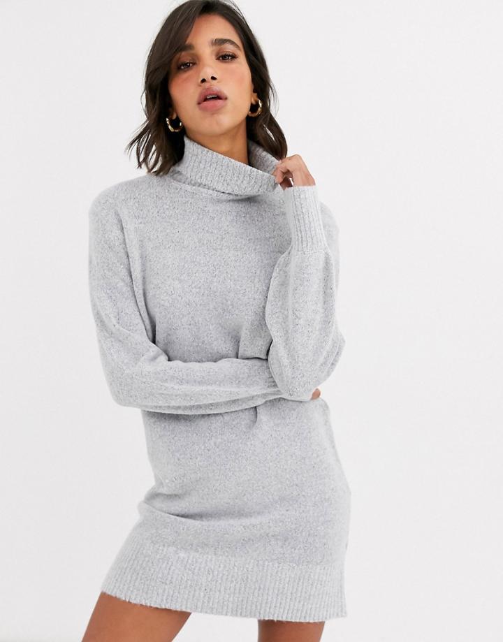 Vila Roll Neck Dress With Wide Cuff