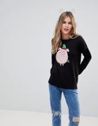 Brave Soul Piggie Holidays Sweater - Black
