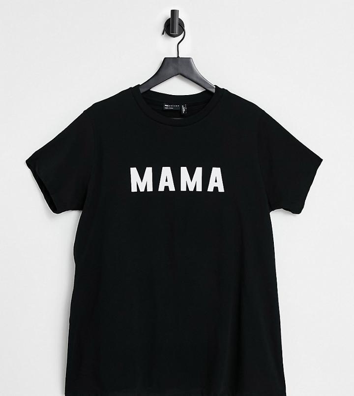 Asos Design Maternity Nursing Double Layer Mama T-shirt In Black