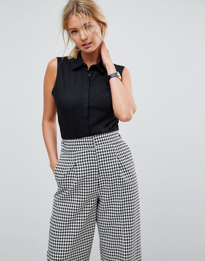 Asos Fuller Bust Sleeveless Shirt In Stretch Cotton - Black