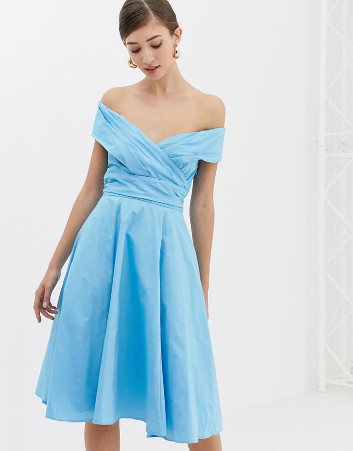 Closet Cross Over Paneled Dress-blue