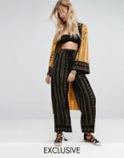 Kiss The Sky Wide Leg Pants In Abstract Print Co-ord - Black