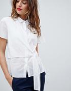 Sisley Tie Side Short Sleeve Shirt - White