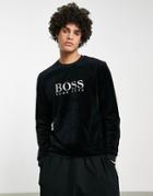 Boss Bodywear Loungewear Velour Sweatshirt In Black