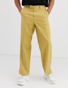Asos Design Wide Leg Smart Pants In Mustard-yellow
