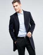 New Look Wool Overcoat In Navy - Navy
