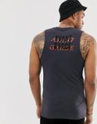 Asos Design Organic Cotton Muscle Tank Tank With Avant Garde Back Print-black