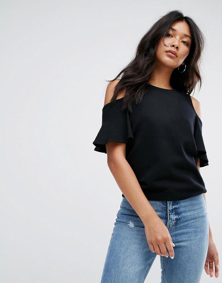 Noisy May Masal Cold Shoulder Top - Black