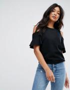 Noisy May Masal Cold Shoulder Top - Black