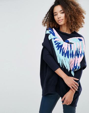 Amenpapa Bird Oversize Pullover - Navy