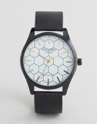 Reclaimed Vintage Hexagon Leather Watch In Black - Black